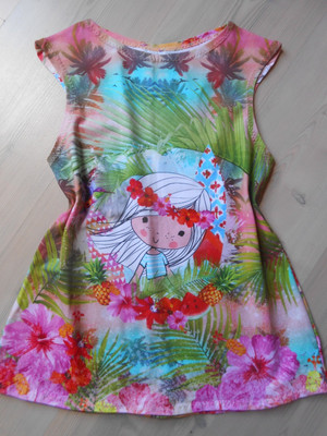 luftig leichtes Sommer Jersey- Kleid Gr. 122-128  Strandkleid Unikat