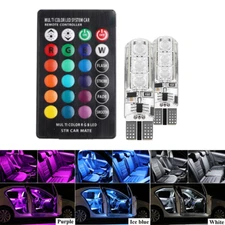 2Pcs 168 194 W5W T10 Multicolor RGB LED Bulbs Car Parking Lights Accessories