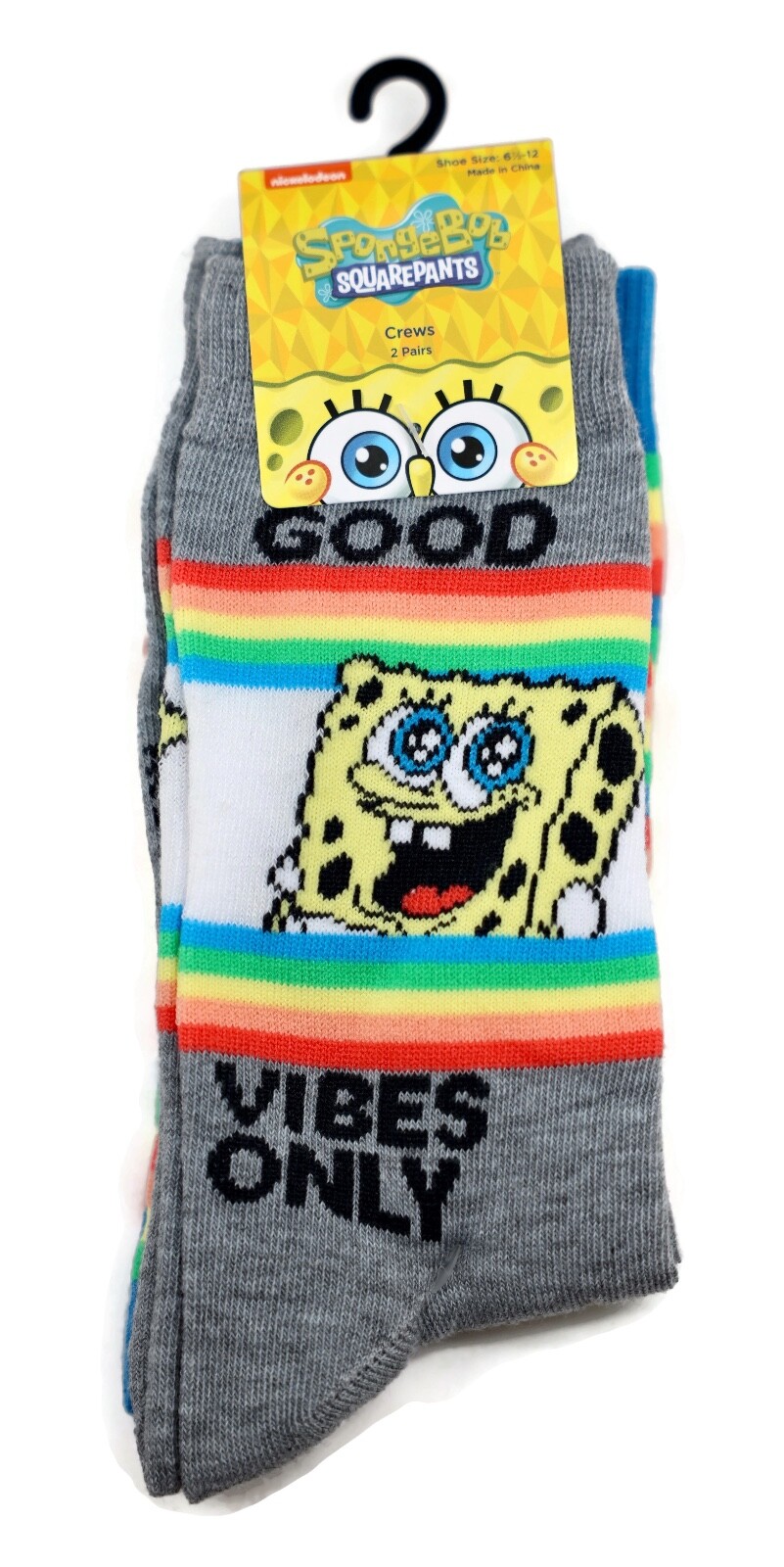 SAOLA Pantaloni quadrati Nickelodeon SpongeBob BUONE VIBRAZIONI SOLO 2 paia calze equipaggio 6 5 12