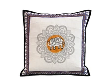 Indian Cotton Quilted Orange Ombre Elephant Cushion Cover All Size Pillow Covers