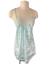 Vintage 80s Nylon Nightgown Kayser Powder Blue Size Medium Lingerie