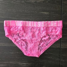 Vintage Y2K Victoria's Secret Signature Waist Band Logo Lace Bikini Panties S
