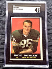 1961 TOPPS BOYD DOWLER ROOKIE FOOTBALL CARD #43 ****NO CREASES**** SGC 4 VGEX. rookie card picture
