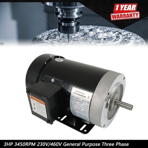 Motore trifase 3HP 3450RPM 230V/460V uso generale CW/CCW TEFC 2 poli 60HZ - Foto 1 di 10