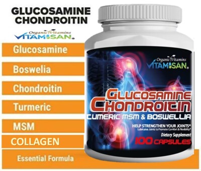 Complément Articulaire Glucosamine Chondroïtine MSM Curcuma 2100mg - 60/120 Gélules