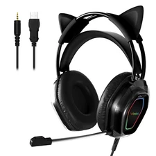Wantek Cat-ear Gaming Headset Microphone 3.5mm Headphone for PS3 PS4 Xbox one