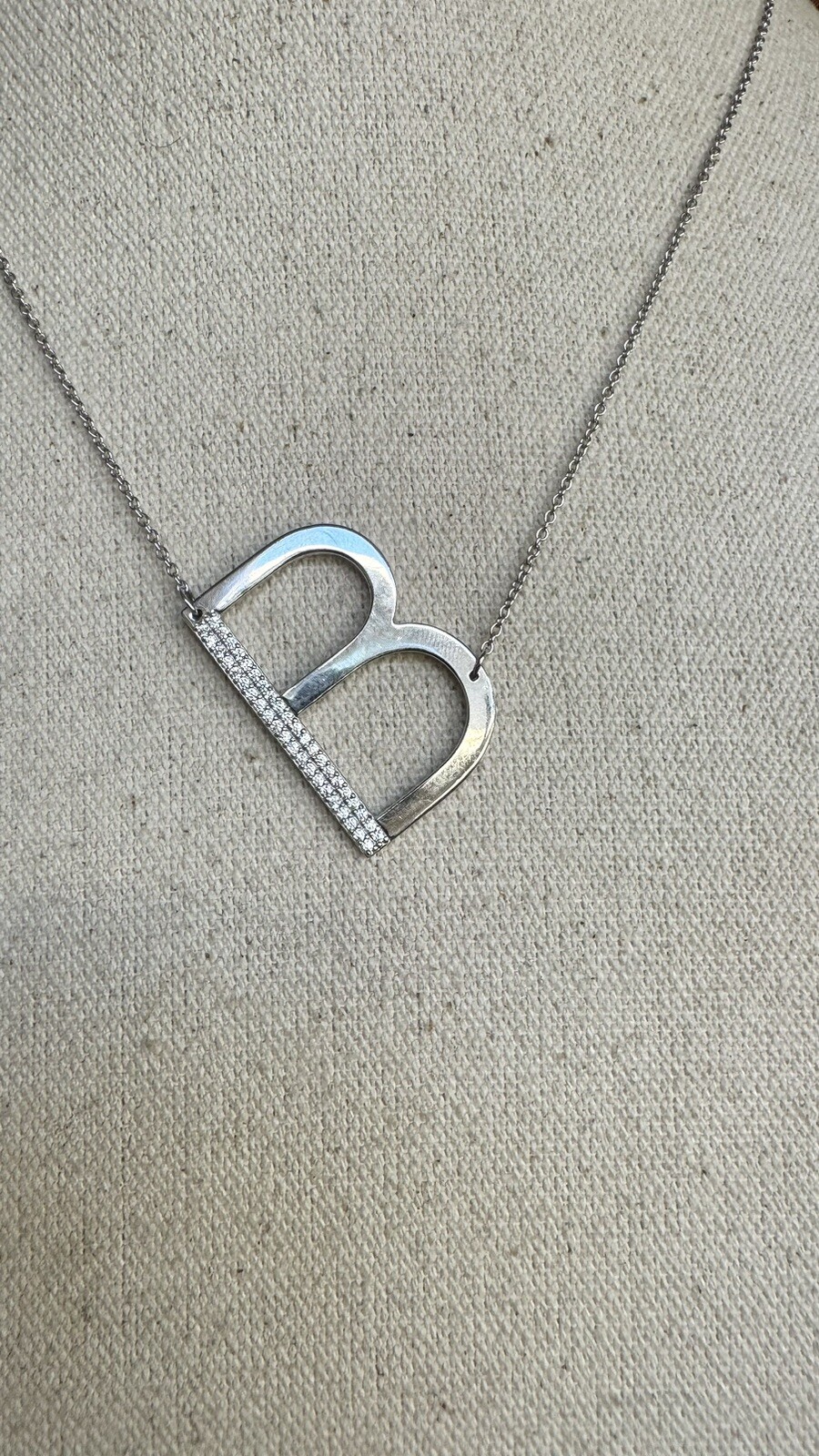 Sideways Large Initial Necklace 925 Sterling Silv… - image 6