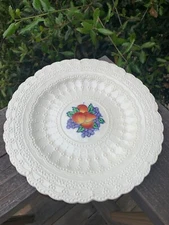 Spode's Jewel Copeland Luncheon Plate 9" England Fruit Embossed Scalloped Edge