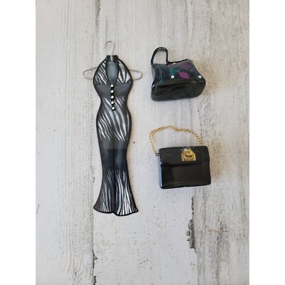Fashion little black dress purse ornament set rose fancy xmas
