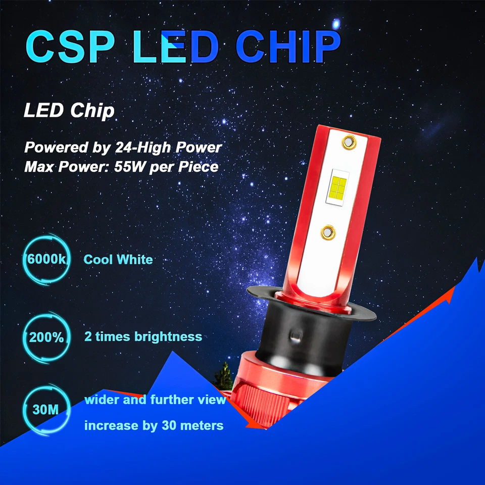 4x H1 Para Mercedes-Benz ML320 1998 1999-2001 LED Faro Luz Alta 6000K Bombillas Foto 2 de 4