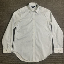 DKNY Mens White Geometric Pattern Long Sleeve Slim Fit Stretch Dress Shirt XL