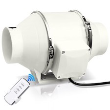 4" Inline Pipe Duct Bathroom Extractor Fan Exhaust Ventilation System W/Remote