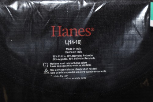 New Large Black Hanes X-Temp Boys Thermal Rib Knit Set Includes Top & Bottom - Picture 6 of 7
