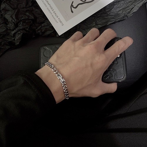 Titanium Steel Link Chain Bracelet for Men Women,Punk Hip Hop Bracelet - Picture 5 of 5