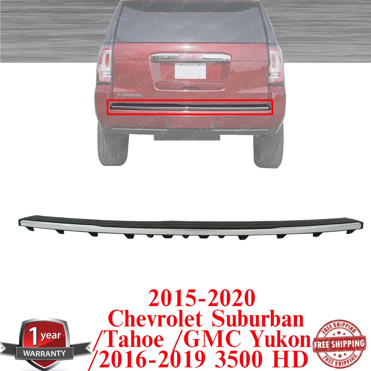 Bumper Trim Compatible with 2021 Chevrolet Tahoe GMC Yukon XL Rear, Left Driver or Right Passenger Chrome