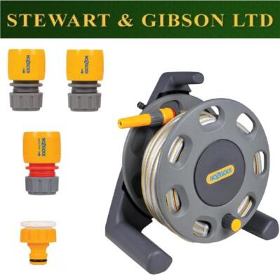 Hozelock 2412 Compact Hose Reel Pipe 25m Garden Hose With Starter