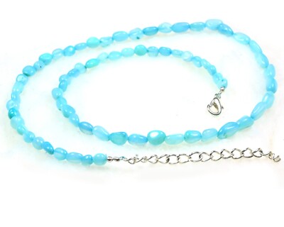 Dainty Amazonite Smooth Tumble Gemstone Beaded Choker Necklaces 24'' Men & Women