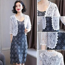 Lady Lace Floral Cropped Top Half Sleeve Cardigan Thin Bride Cape Wedding Shawl