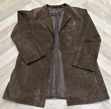 Vintage Maddox 100% Suede Leather Jacket Barn Trench Brown Size 36 Medium 12/14