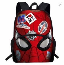 Marvel Spider-Man Kids Backpack Red/Black Polyester Zip Medium 16x12x4"