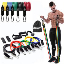 Resistance Bands Set 11 PCS Portable Home Gym Accessories - Stackable up to 15