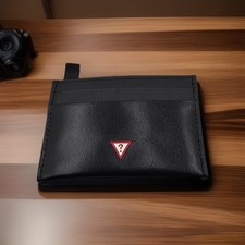 Guess Men's Black Logo Card Case Genuine Leather Wallet   