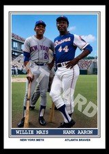 Hank Aaron Atlanta Braves Willie Mays New York Mets Art Baseball Card