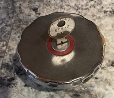 Vintage Stant Locking Gas Cap W St537 Key Chrome Metal Used Vintage Stant Locking Gas Cap W St537 Key Chrome Metal Used