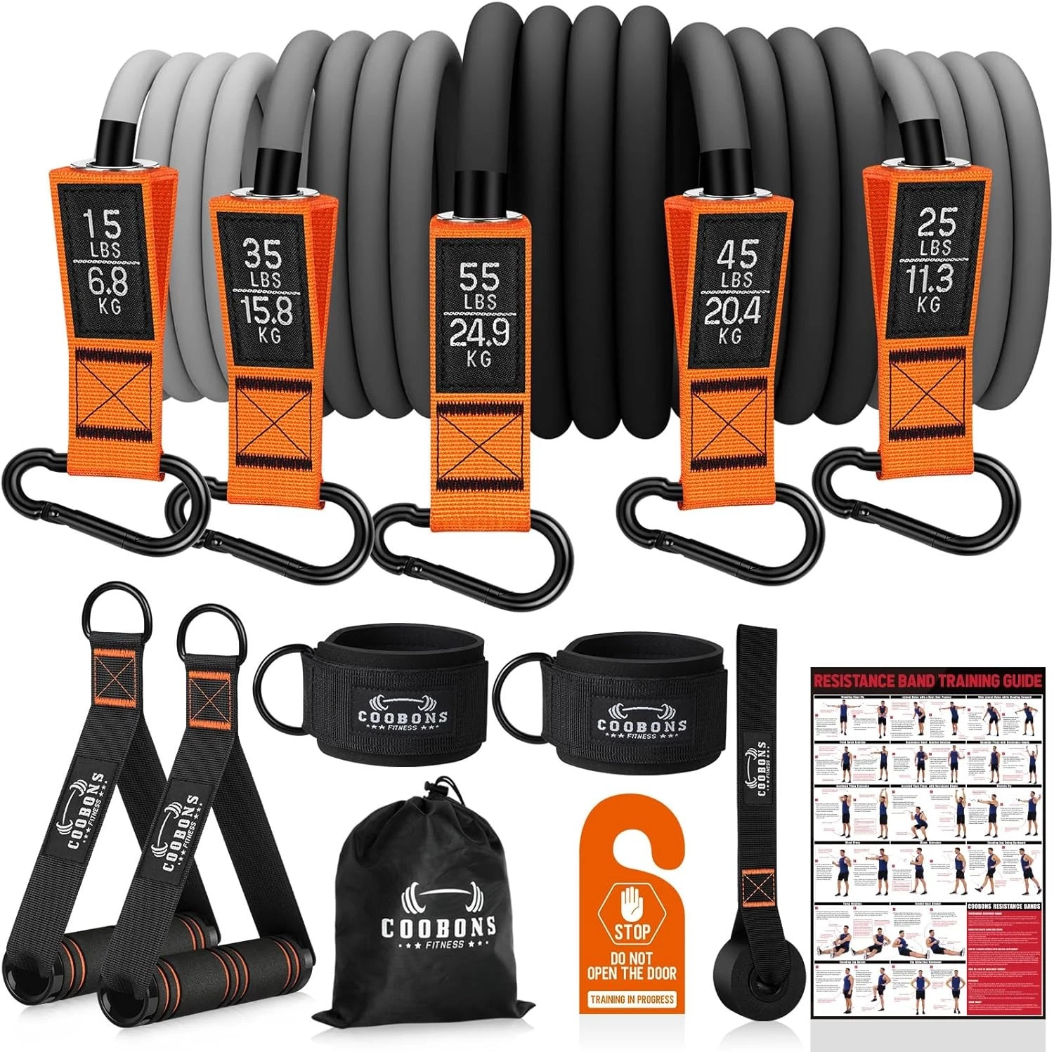 175lb Resistance Bands with Handles Home Gym Workout Set