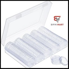 100PCS 30mm Silver Gold Coin Cases Capsules Holder Clear Plastic Round Storage