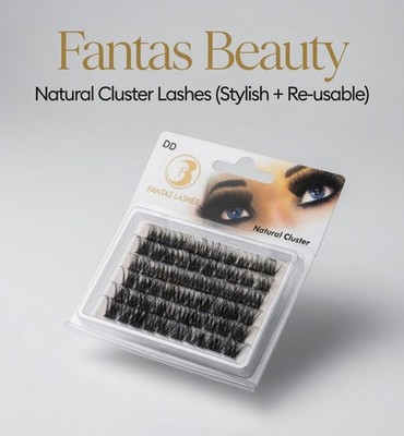 Fantas Beauty DD Natural Cluster Fake Lashes 12mm - Wispy, Reusable