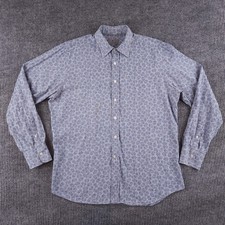 Canali Shirt Mens XL Blue Floral Cotton Long Sleeve Button Up Italy Casual