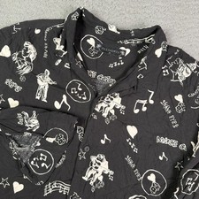 AllSaints Shirt Mens M Black Long Sleeve Camp Loop Collar Tres Chordos