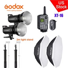 2X Godox SK300II 2.4G Studio Monolight Flash 95cm softbox Stand XT16 Trigger kit