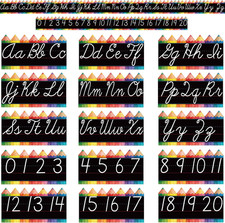 Alphabet Bulletin Board Set - 15 PCS ABC Wall Decorations Cursive Alphabet Line