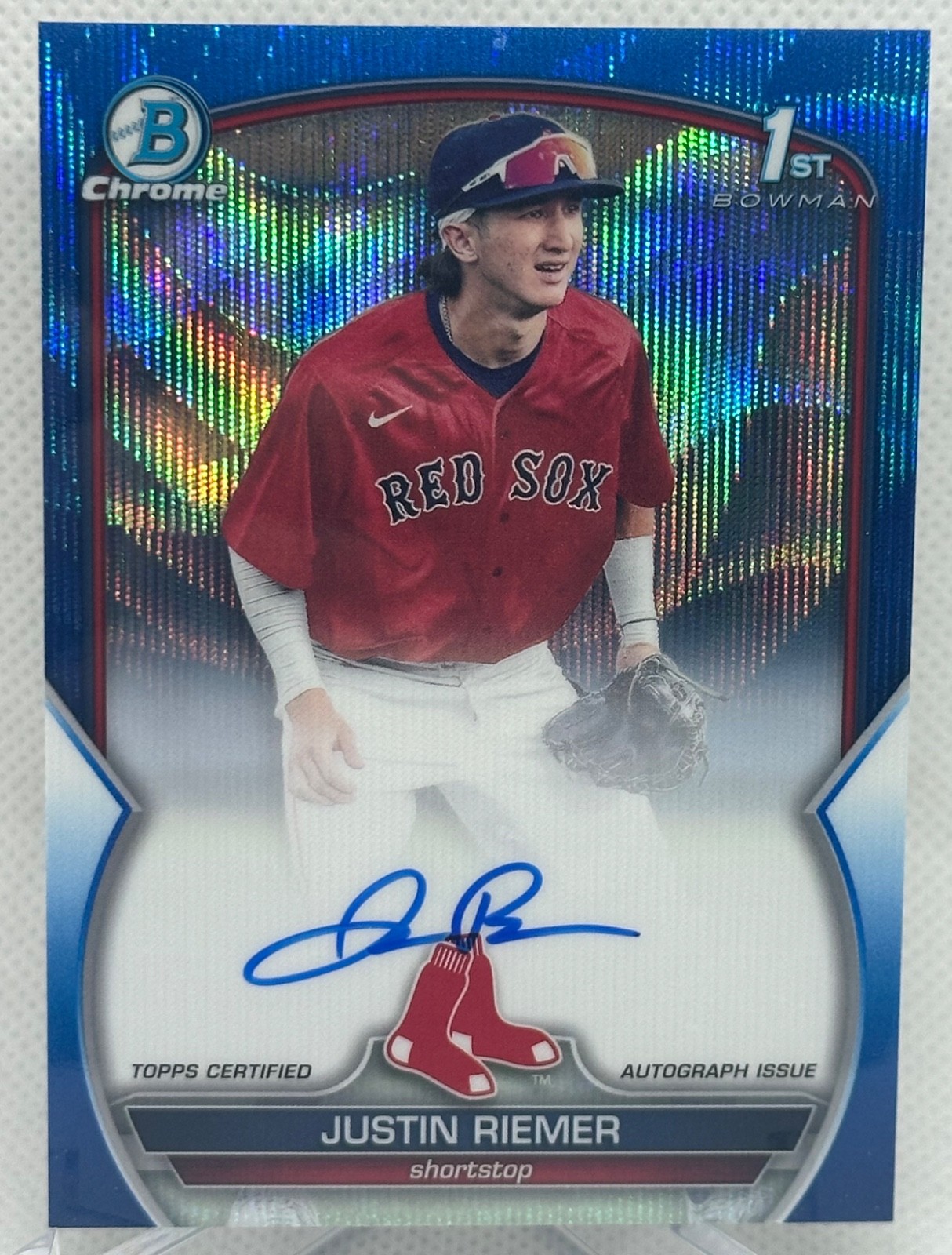 2023 1st Bowman Chrome Justin Riemer Blue Wave Auto /150