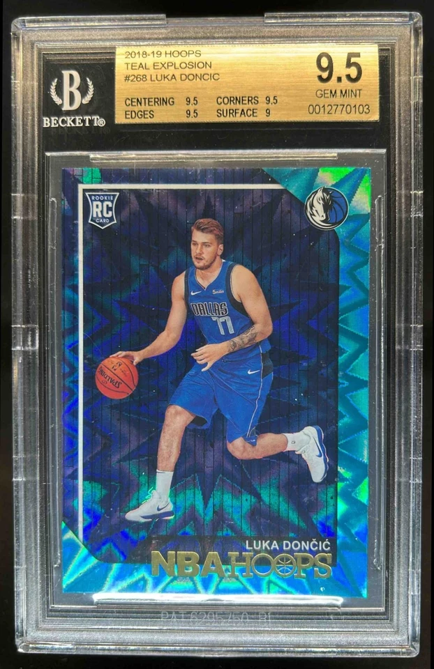 2018-19 Panini Hoops Luka Doncic RC Teal Explosion Rookie #268 Mavericks BGS 9.5