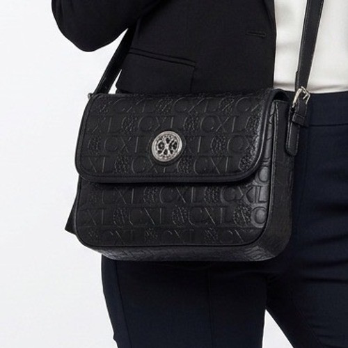 CXL by Christian Lacroix Clara Black Embossed Logo Shoulder Bag | eBay