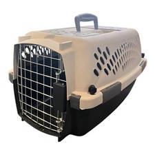 Pet Kennel Small 18" Dog Crate Plastic Travel Carrier Grey for Pets up to 15 lb