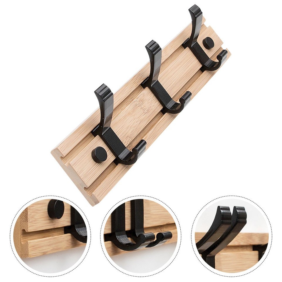 Simple Coat Hat Hook Row Rack Bamboo Wall for Clothes Wooden Hooks ...
