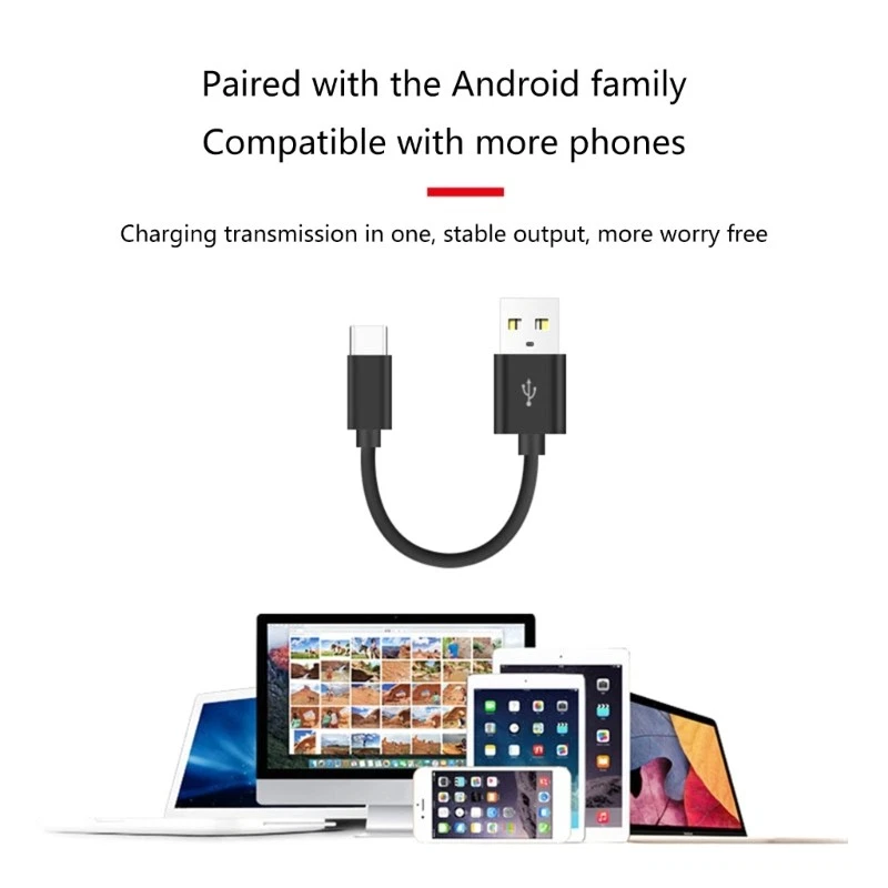 Short USB to Type-C Cable Cord Support Fast Charge & Data Transfer for Phone 15 - Image 4 of 4