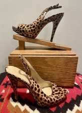 Via Spiga Leopard Slingback Heels Platform Stiletto Pumps Size 7