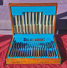 George Butler Sheffield 38pc Rosewood Cutlery Canteen Mid Century Flatware