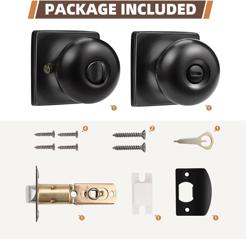 GOBEKOR 5er Pack Mattschwarz Sichtschutz Türknauf (schlüssellos), - Bild 8 von 8
