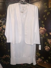 Pride  Joy 2pcs Mother of the Bride Groom Dress Set Formal Wedding White Sz 20