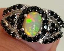 Sterling Silber Feueropal Ring Größe 5,75