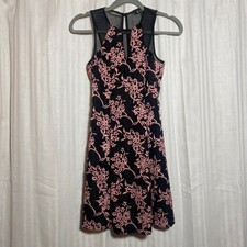 Guess Los Angeles Pink Black Floral Burnout Mesh Cocktail Dress GDKP3179 Size 0