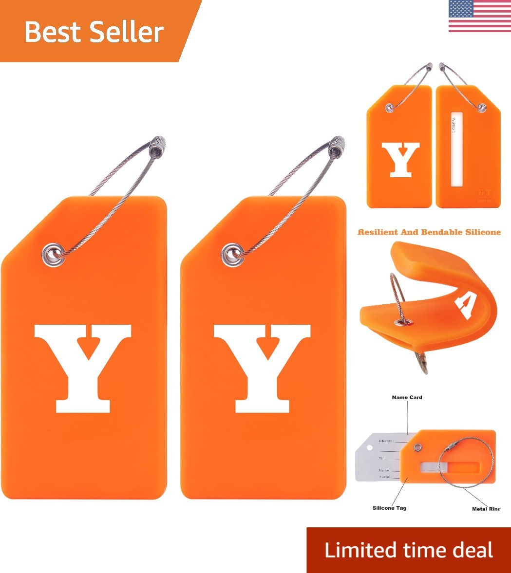 Tags - 2 Pack, Durable Initials In Bright Orange