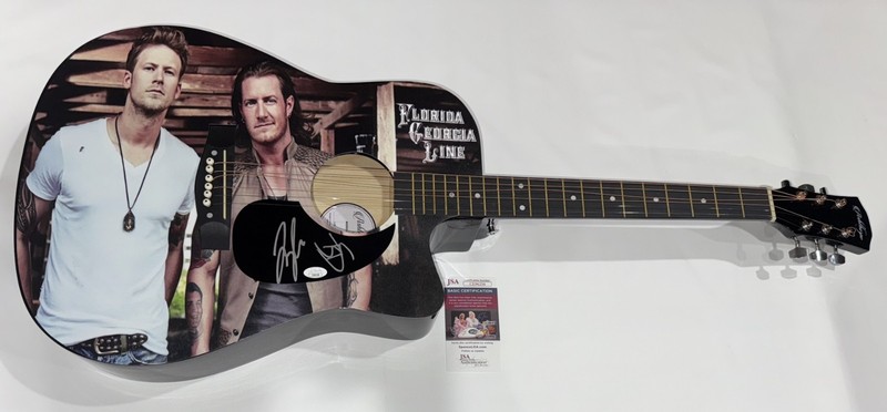 FLORIDA GEORGIA LINE SIGNED CUSTOM GUITAR TYLER HUBBARD BRIAN KELLEY JSA COA