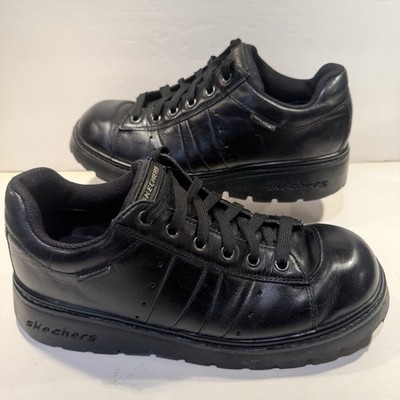 Women's Sz 10 Vintage Y2K Skechers Black Leather Jammers Chunky Shoes - See Desc